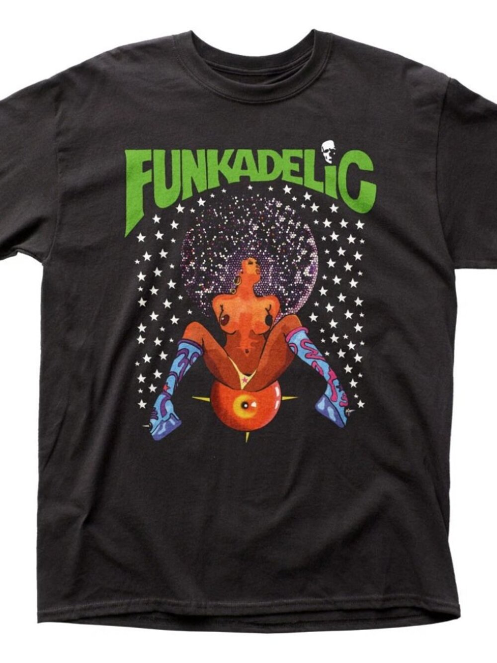 Funkadelic Afro Girl T Shirt Rock and Roll Music Classic Band Tee Black
